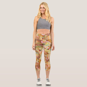 Cute Cupcake Pattern, Cupcake Background Pattern Capri Leggings