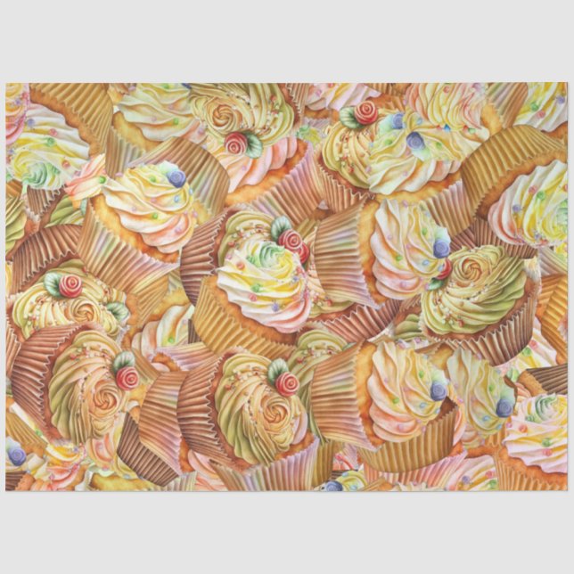 Cute Cupcake Pattern, Cupcake Background Pattern Tissue Paper (Front)