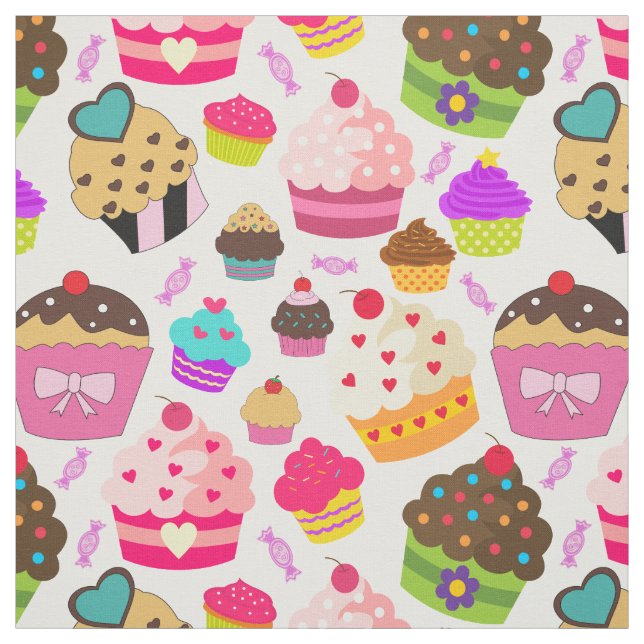 Cute Cupcake Pattern Fabric (Swatch)
