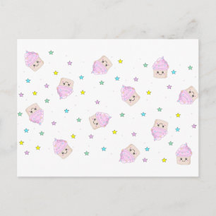 Cute cupcake pattern postcard