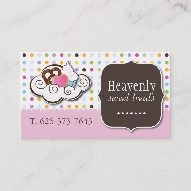 Cute Cupcake, Pretzel and Cookie Business Card (Front)