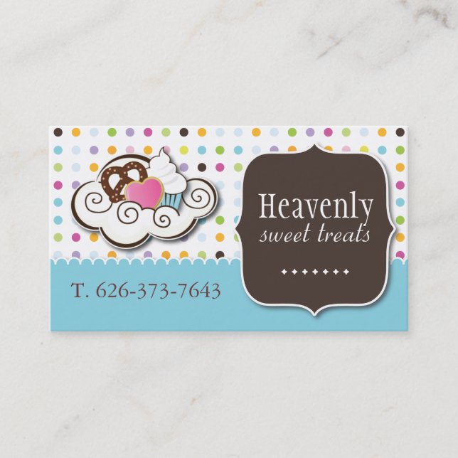 Cute Cupcake, Pretzel and Cookie Business Card (Front)