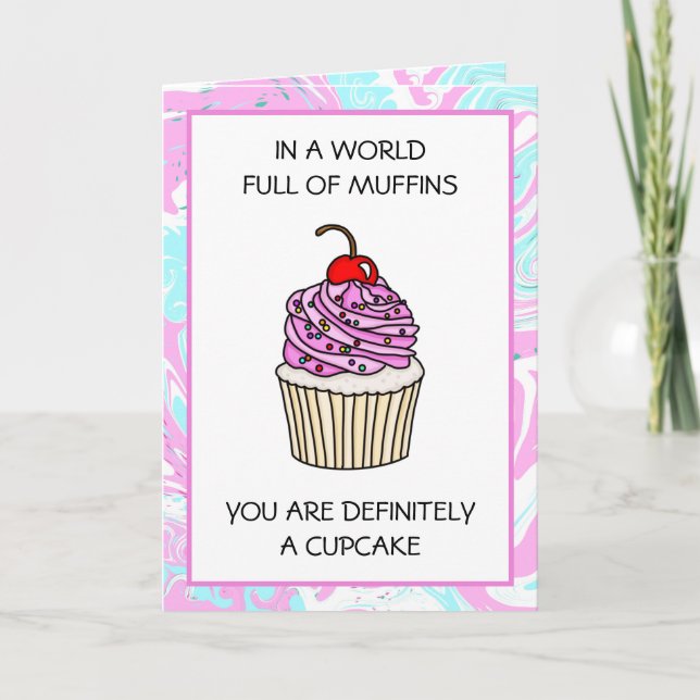 Cute Cupcake Pun Friendship Card (Front)