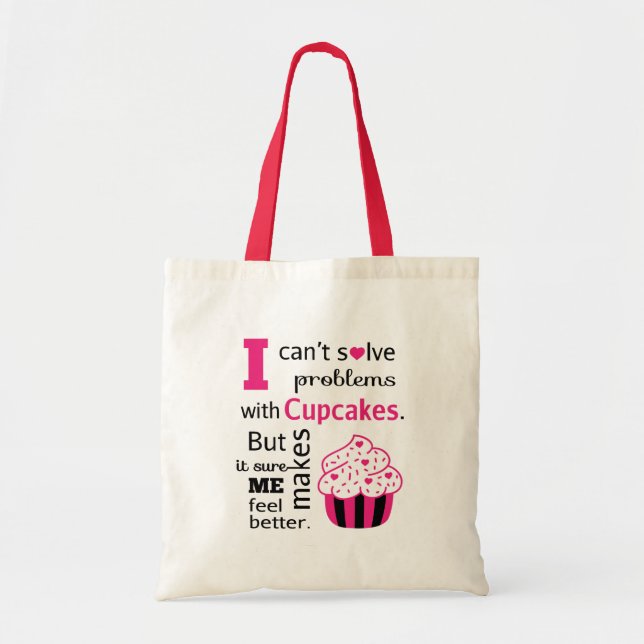 Cute Cupcake quote, Happiness Tote Bag (Front)
