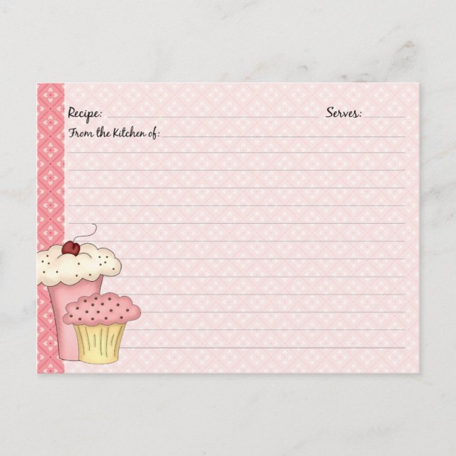 Cute Cupcake Recipe Cards (Front)