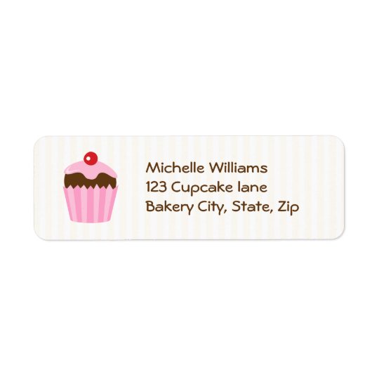Cute cupcake return address label, pink brown return address label
