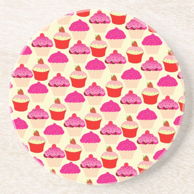 Cute Cupcake Sandstone Drink Coaster (Front)