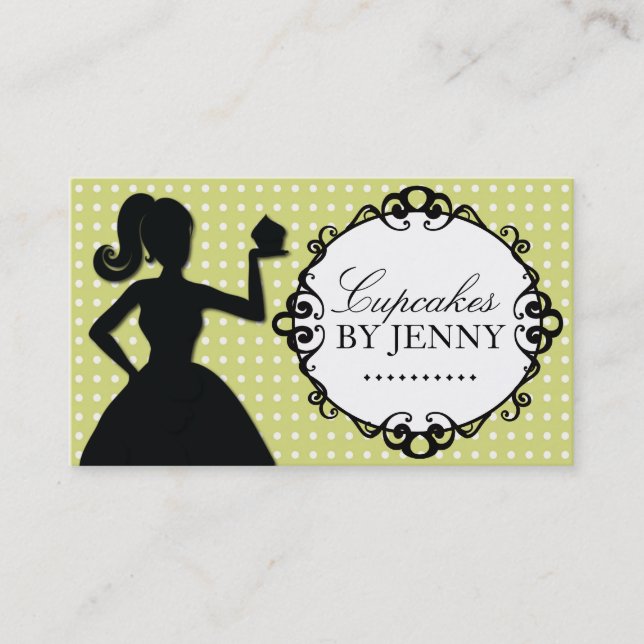 Cute Cupcake Silhouette Business Cards (Front)