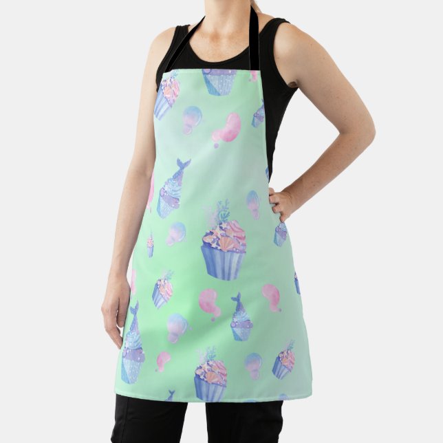 cute cupcake Sweet mermaid Birthday party Girly  Apron (Insitu)