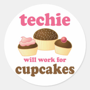 Cute Cupcake Techie Classic Round Sticker