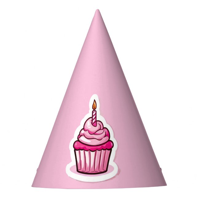 Cute Cupcake Theme Birthday Girl Custom Party Hat (Front)