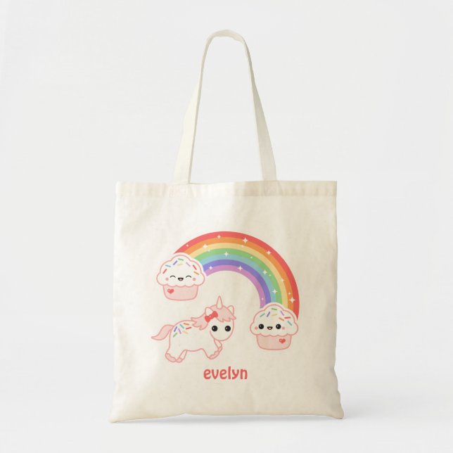 Cute Cupcake Unicorn Tote Bag (Front)