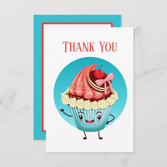 Cute cupcake vendors or baker Thank You Card (Front/Back)