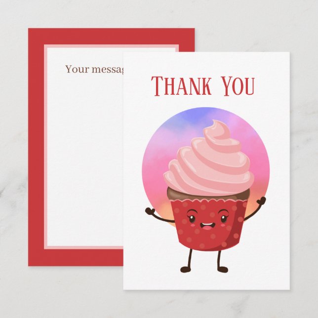 Cute cupcake vendors or baker Thank you Card (Front/Back)