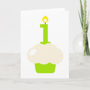 Cute Cupcake with Birthday Candle Card