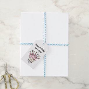 Cute cupcake with Birthday candles Gift Tags
