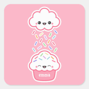 Cute Cupcake with Sprinkles Square Sticker