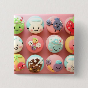 Cute cupcakes 15 cm square badge