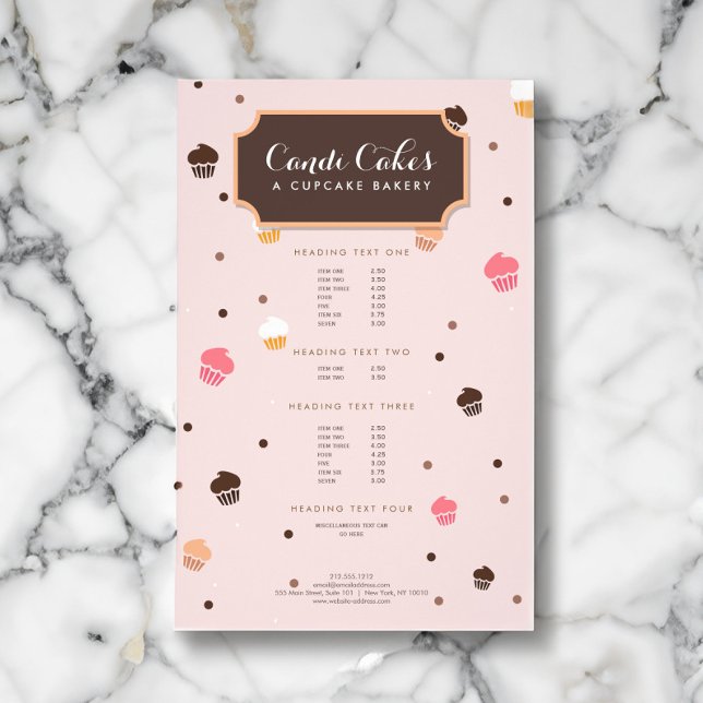 Cute Cupcakes Bakery Pattern Pink Flyer (Creator Uploaded)