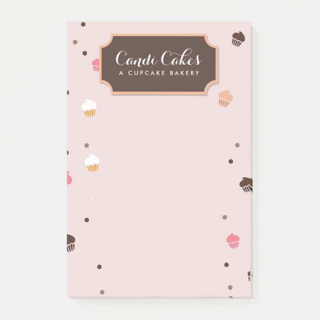 Cute Cupcakes Bakery Pattern Pink Post-it Notes (Front)
