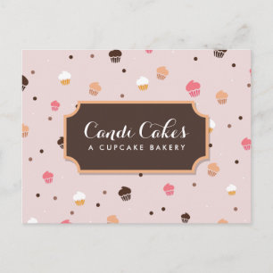 Cute Cupcakes Bakery Pattern Pink Postcard