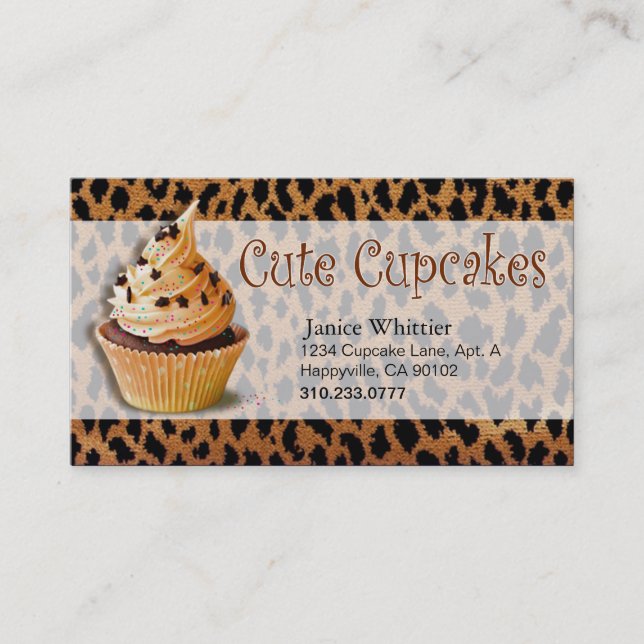 Cute Cupcakes: Confections Fancy Desserts Pastries Business Card (Front)