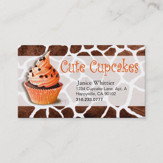 Cute Cupcakes: Confections Fancy Desserts Pastries Business Card (Front)
