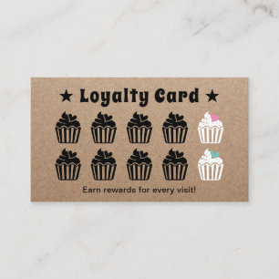 Cute Cupcakes Pastry Bakery Kraft Loyalty Reward Card