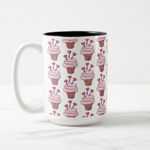 Cute Cupcakes Pink And White Two-Tone Coffee Mug