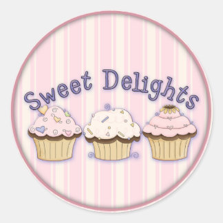 Cute Cupcakes with hearts Classic Round Sticker