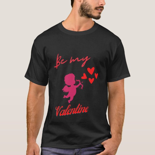 Cute Cupid Aesthetic Be My Valentine  Red Hearts T-Shirt (Front)