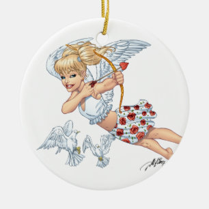 Cute Cupid Angel with Love Arrow by Al Rio Ceramic Tree Decoration