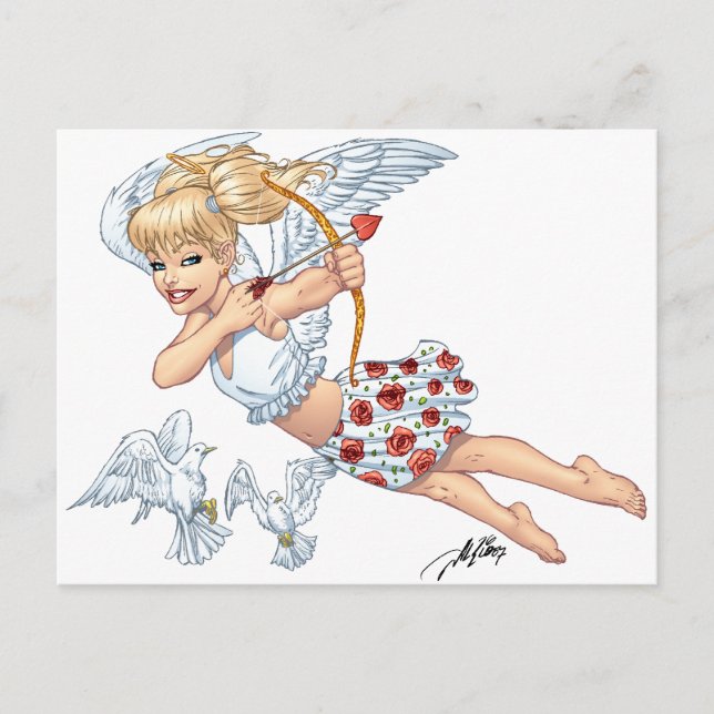 Cute Cupid Angel with Love Arrow by Al Rio Postcard (Front)