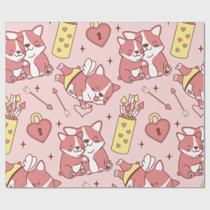 Cute Cupid Corgis Wrapping Paper