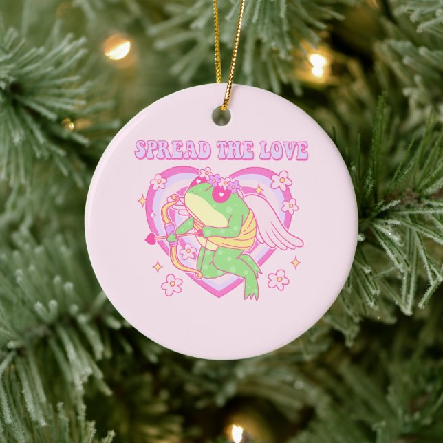Cute Cupid Frog - Spread the Love Ceramic Tree Decoration (Tree)