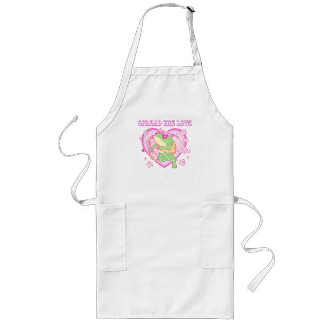 Cute Cupid Frog - Spread the Love Long Apron (Front)