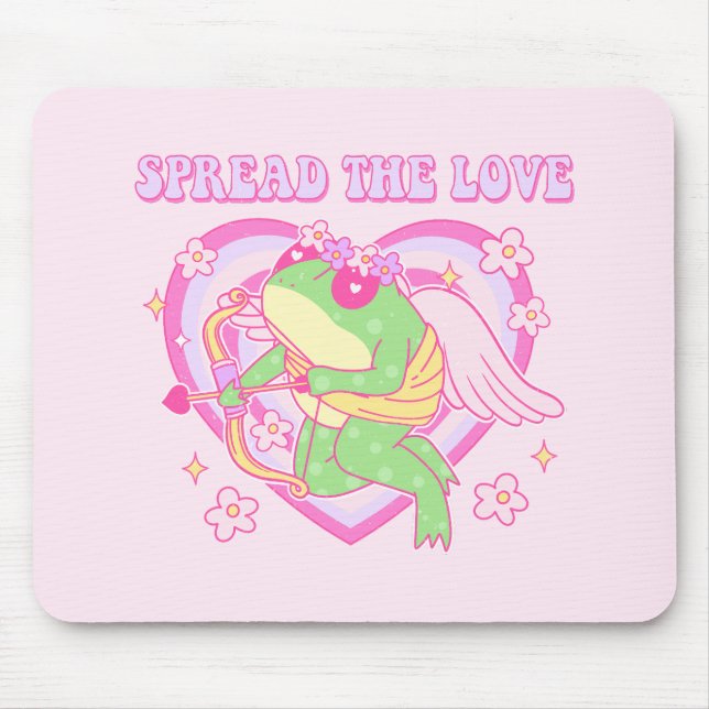 Cute Cupid Frog - Spread the Love Mouse Mat (Front)