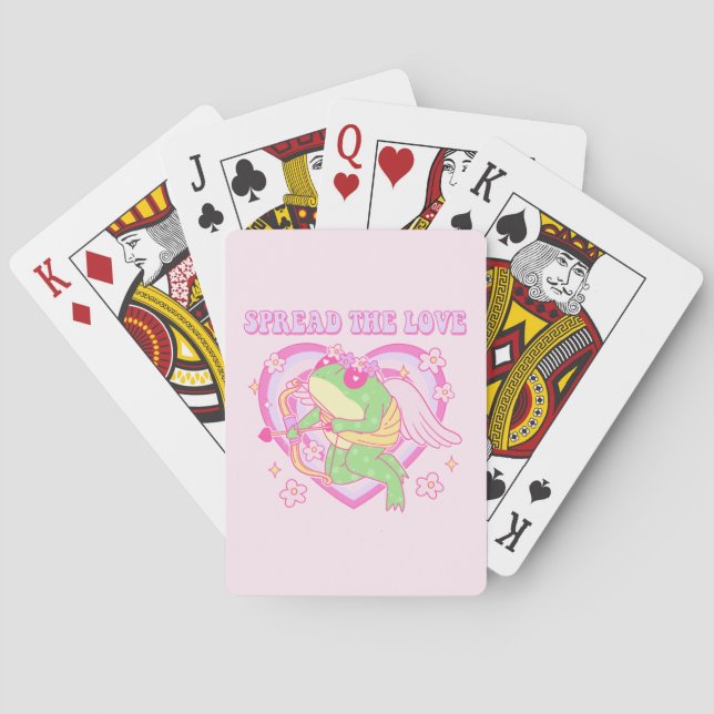 Cute Cupid Frog - Spread the Love Playing Cards (Back)