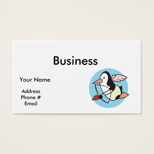 cute cupid penguin business card