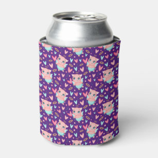 Cute Cupid Pig Whit Hearts Pattern Can Cooler