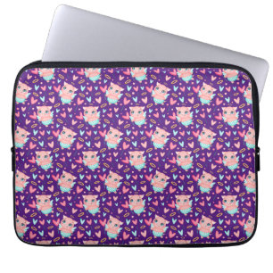 Cute Cupid Pig Whit Hearts Pattern Laptop Sleeve