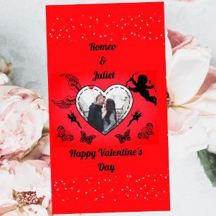 Cute Cupid Red Heart Photo Vintage Valentines Day