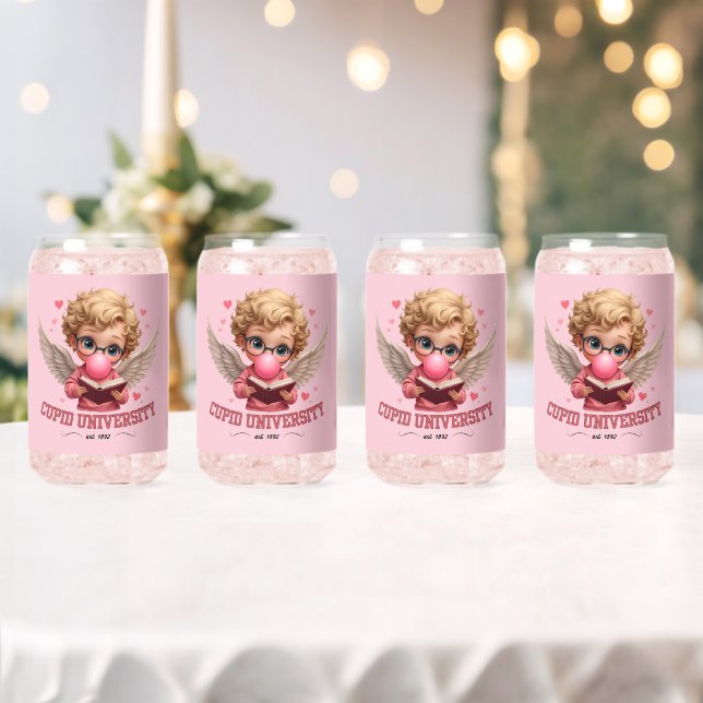 Cute Cupid University Bubblegum Angel Aesthetic Can Glass (Insitu (Wedding))
