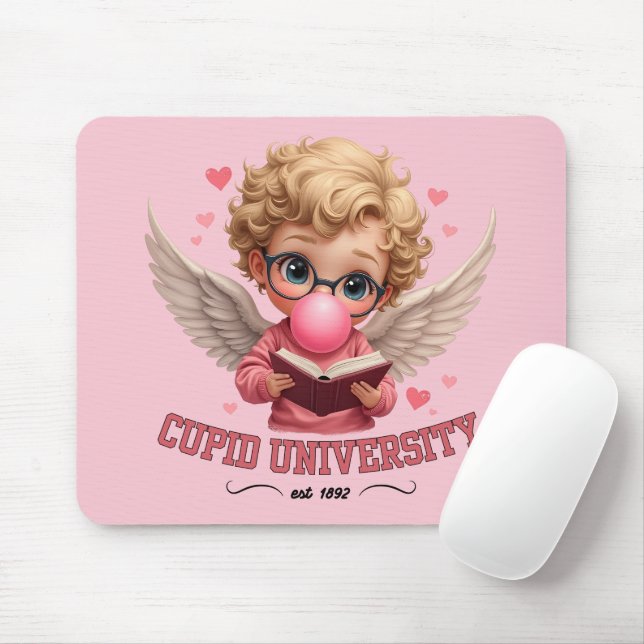 Cute Cupid University Bubblegum Angel Aesthetic Mouse Mat (With Mouse)
