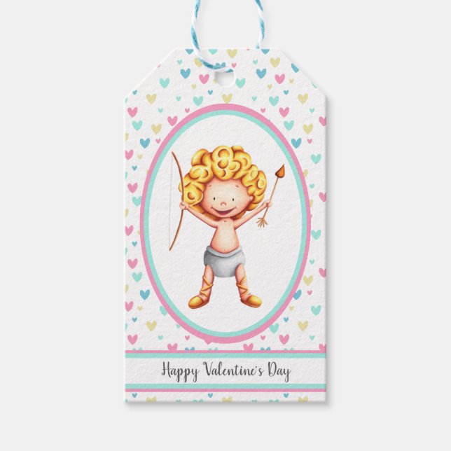 Cute Cupid Valentines Day Gift Tags (Front)