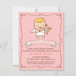 Cute Cupid Valentines Day Party Invitations