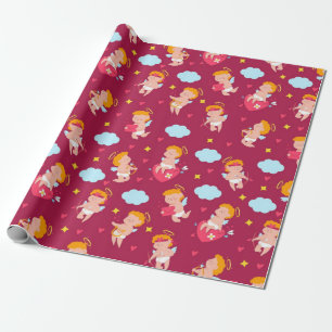 Cute Cupid Valentines Pattern Wrapping Paper