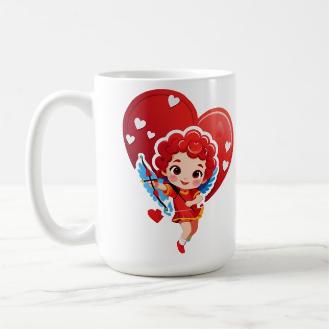Cute Cupid With Bow And Arrow Coffee Mug (Left)