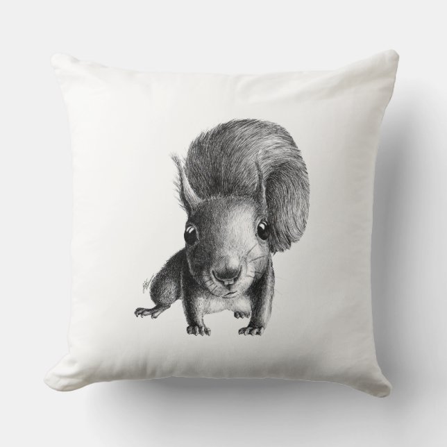 Cute Curious and Nosy Squirrel Cushion (Front)