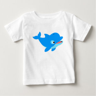 Cute Curious Cartoon Dolphin Ruffle Dress Baby T-Shirt